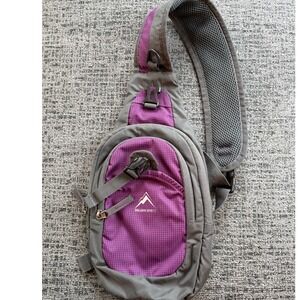 Maleden Sports Sling Bag Purple Gray Mountain Logo Crossbody Chest Pack